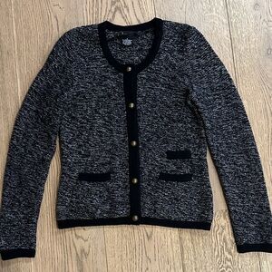 Bloomingdale's Black and Gray Knit Sweater